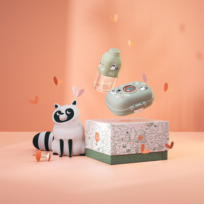 Monbento Lunchbox i Butelka dla Dzieci Gram Green Raccoon