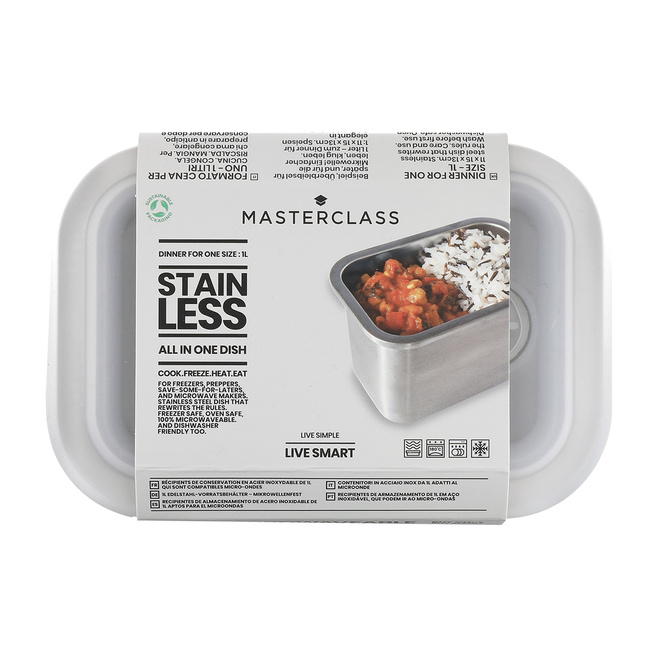 Pojemnik kuchenny ze stali nierdzewnej z pokrywką 1l - Masterclass