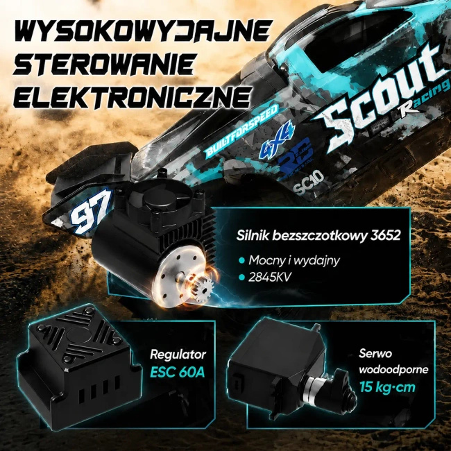 Auto zdalnie sterowane Extralink RC SC10 4WD, niebieskie, skala 1:10, zestaw RTR