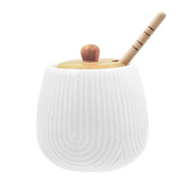 Pojemnik na miód z pokrywką i serwownikiem porcelanowy 250 ml Intavola La Porcellana Bianca