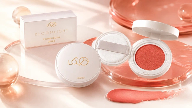 Róż do policzków Lovro Bloomlight Cushion Blush 01 Apricot Whisper, w poduszeczce, 4,8 g