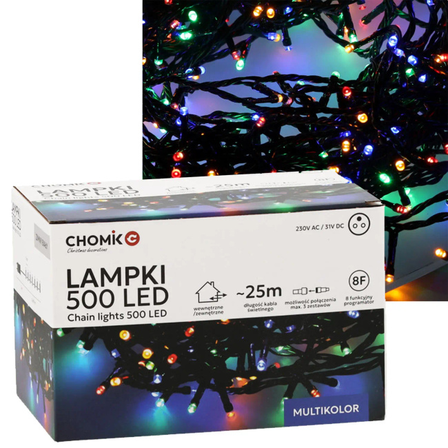 Extralink | Lampki LED | 500L multikolor, dł. 3 + 25 m wewn/zewn