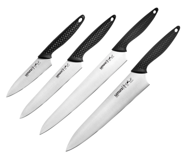 Samura Golf Zestaw 4 Noży Kuchennych (Paring 10 cm, Uniwersalny 15.8 cm, Slicer 25.1 cm, Szefa Kuchni 22.1 cm)