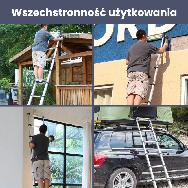 EXTRALINK Drabina teleskopowa LAD38ST 3,8 m do prac budowlanych lekka i wytrzymała