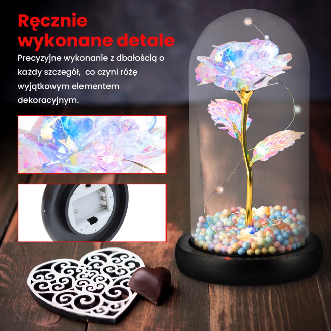 Extralink Home | Wieczna Róża W Szkle | Świecąca Led Różowa