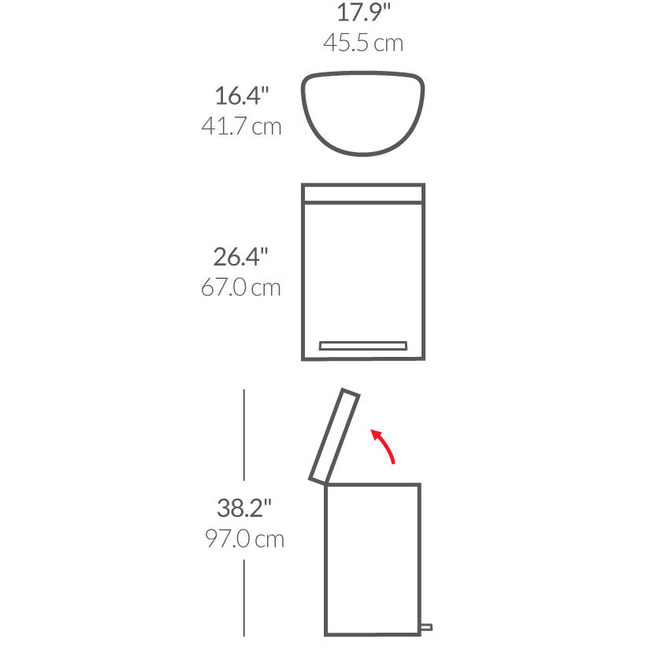 Kosz pedałowy półokrągły Simplehuman CW2029, 60 l, stal szczotkowana