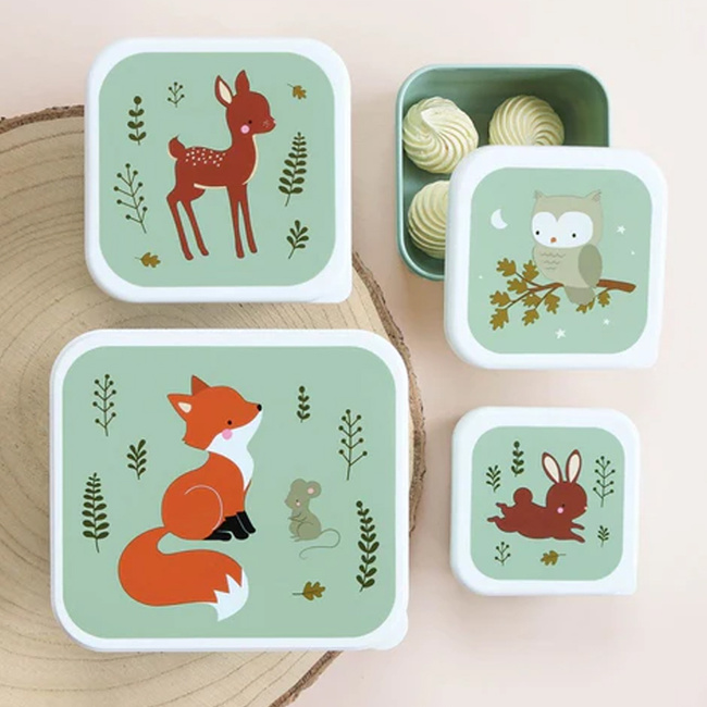 Lunchboxy dla dzieci Forest friends sage - A Little Lovely Company