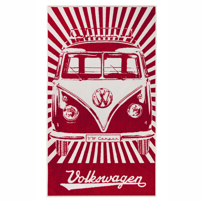 Vw Ręcznik plażowy, bawełniany, Bus Stripes/Red