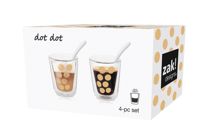 Zestaw 2 Szklanek 200ml Z Łyżeczkami, Złoty - Zak!designs