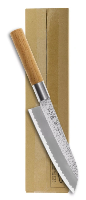 Nóż Santoku Yaxell Classic, stal molibdenowo-wanadowa, rękojeść z dębu, 16,5 cm
