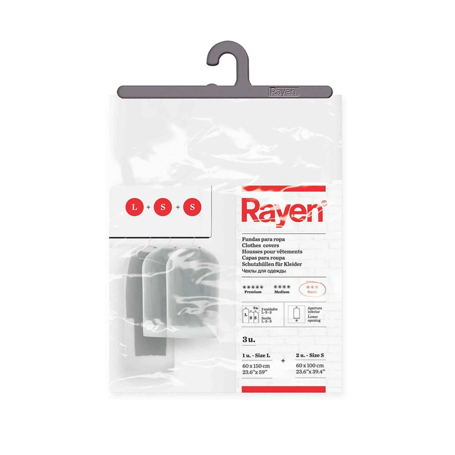 Rayen Zestaw 3 Pokrowców Na Odzież (2x S + L)