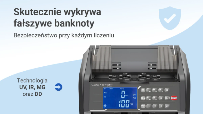 EXTRALINK LockStar MG X-600 Profesjonalna Liczarka Nominałowa UV IR do Banknotów
