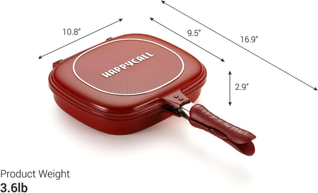 Wielofunkcyjna podwójna patelnia Happycall 28 cm czerwona
