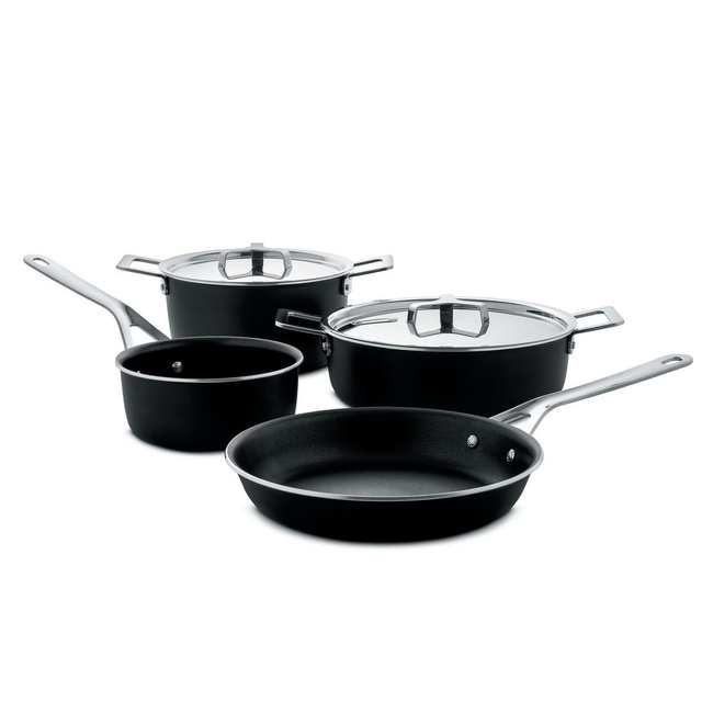 Zestaw garnków Alessi Pots&Pans AJM100S6 A, 6 elementów, czarny