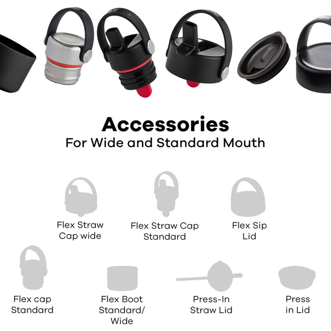 Butelka 32oz Wide mouth Flex straw cap Black - Hydro flask