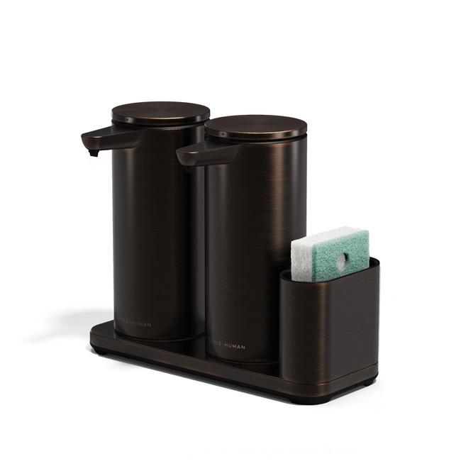Zestaw dozowników do mydła Simplehuman ST1114 z organizerem, 2 x 414 ml, olejowany brąz