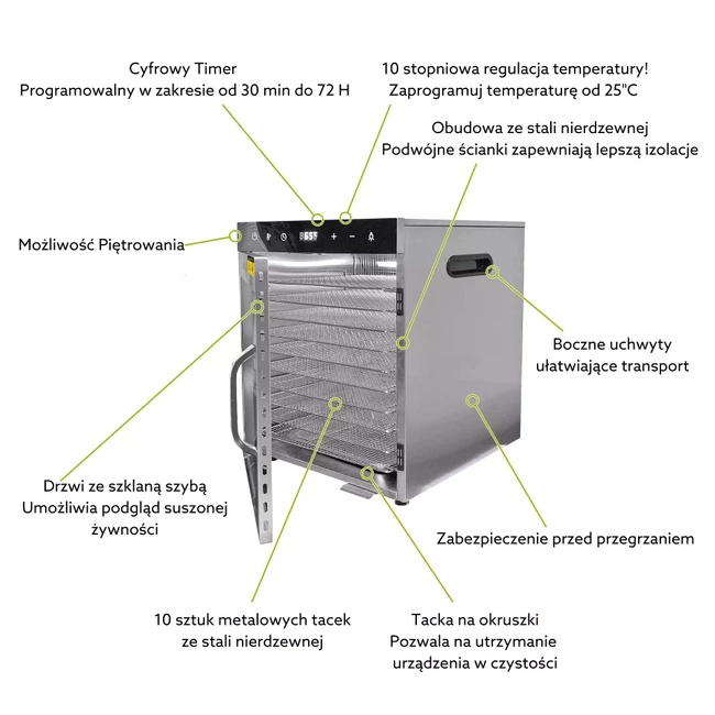 Suszarka do owoców, warzyw grzybów Wartmann WM-2110 Dehydrator 