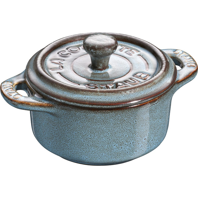 Staub Gift Giving Mini Cocotte Okrągły 200 ml, Antyczny turkusowy