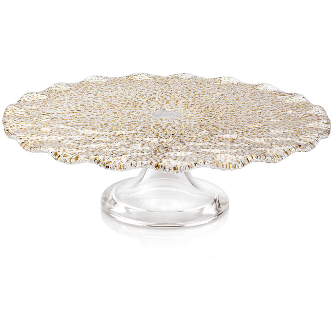 Patera na ciasto na nóżce 26 cm złota Ivv