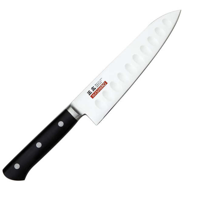 Nóż szefa kuchni Masahiro MV-H Dimple 18 cm, wgłębienia na klindze, rękojeść POM