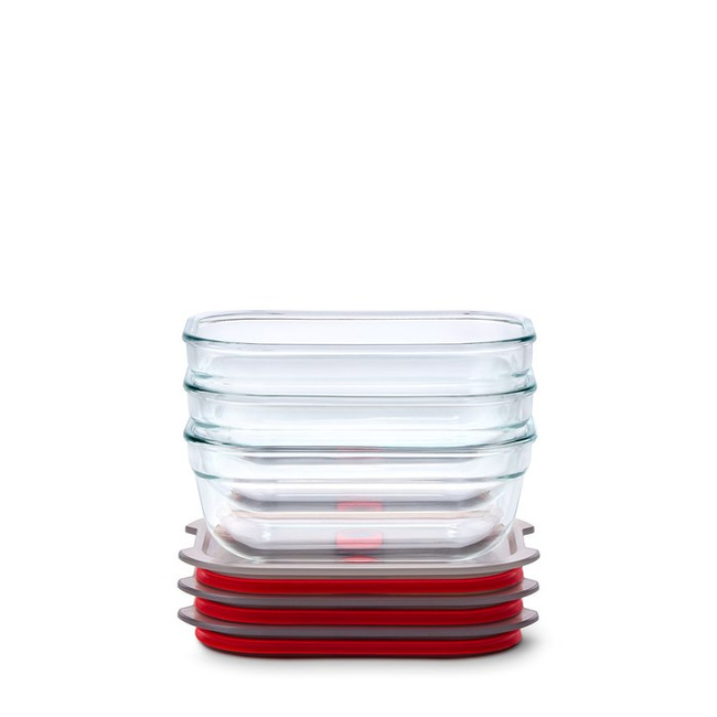 Zestaw 3 szklanych pojemników Black+Blum Stack+Nest XS, 3 x 380 ml
