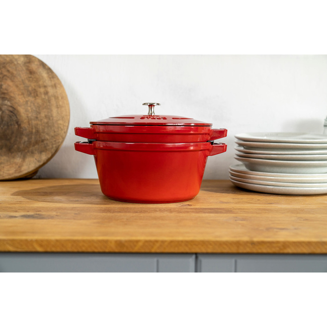 Zestaw 2 naczyń + pokrywka 24 cm czerwony - Staub