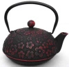 Dzbanek do herbaty żeliwny 0,9l kwiat czarno-czerwony - Zest for Life
