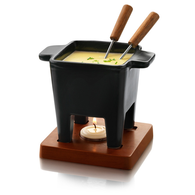 Zestaw do fondue czarny, poj. 200ml, mahoń - Boska