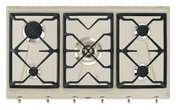 Smeg - Płyta gazowa, 90 cm, Coloniale Coloniale SRV896AvogH2 Jasny brąz (pokrętła w kolorze mosiężnym)