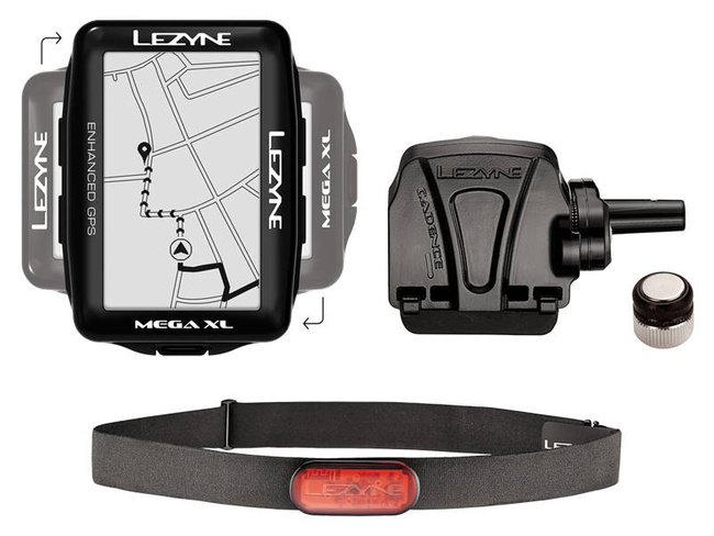 Liczniki rowerowe LEZYNE MEGA XL GPS HRSC Loaded z opaską na serce i czujnikiem prędkości/kadencji