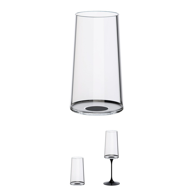 Kieliszki do szampana wąskie Trebonn SplitGlass 320 ml, czarny zaczep, 2 czasze bez nóżki