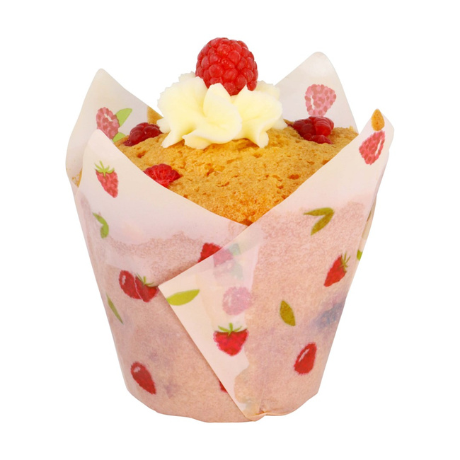 Pme Papilotki tulipanowe do muffinek - motyw maliny (24 sztuki)