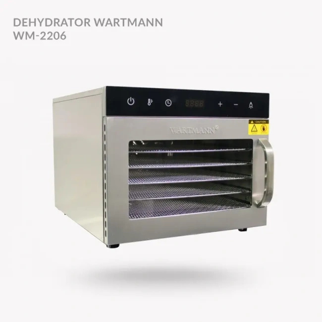 Dehydrator Wartmann WM-2206 DH 500 W – suszarka do owoców, warzyw i grzybów ze stali nierdzewnej (6 tac)