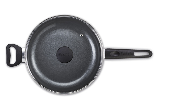 Patelnia głęboka Brabantia Indu+ 28 cm z pokrywką, jasnoszara