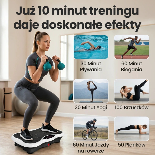 Extralink Moonwalk Spinmove Biały | Platofrma Wibracyjna do Ćwiczeń Fitness | 200W