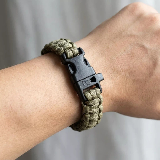 Bransoletka survivalowa paracord z gwizdkiem Desert Camo 22 cm