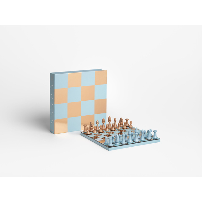 Szachy Printworks Art of Chess Mirror, jasnoniebiesko-miedziane, lustrzana plansza