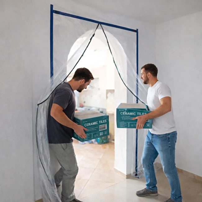 Kurtyna przeciwpyłowa Extralink XXL z prostym zamkiem, 230 x 135 cm