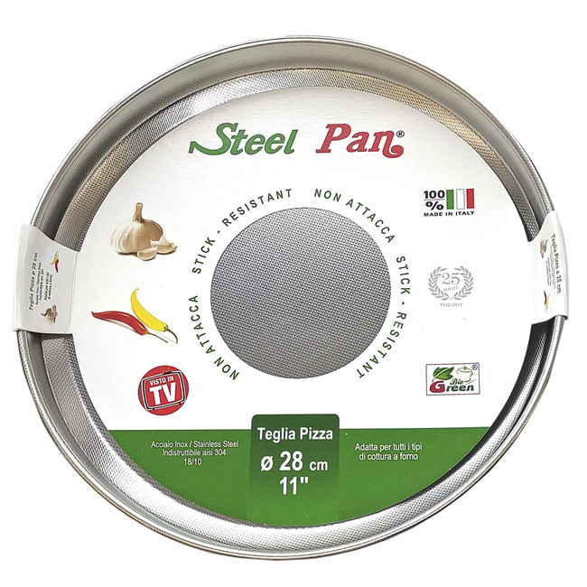 Forma okrągła do pieczenia pizzy stalowa z nieprzywierającą teksturą 28x3 cm – Steel pan