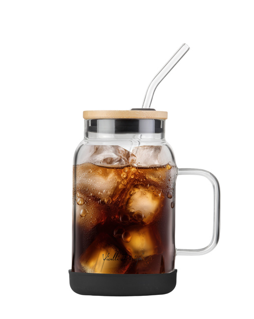Słoik ze słomką 600 ml czarny Fuori 29804