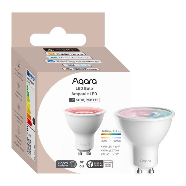 Żarówka smart Aqara LED Bulb T2 GU10 RGB CCT, 450 lm, 4,9 W, Zigbee i Thread