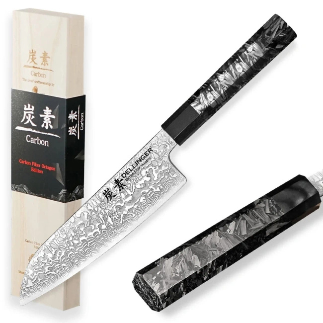 Dellinger Carbon Fiber Octagon Nóż Santoku 18.5 Cm
