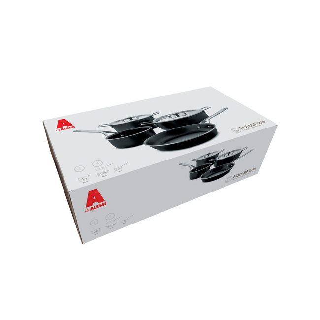 Zestaw garnków Alessi Pots&Pans AJM100S6 A, 6 elementów, czarny