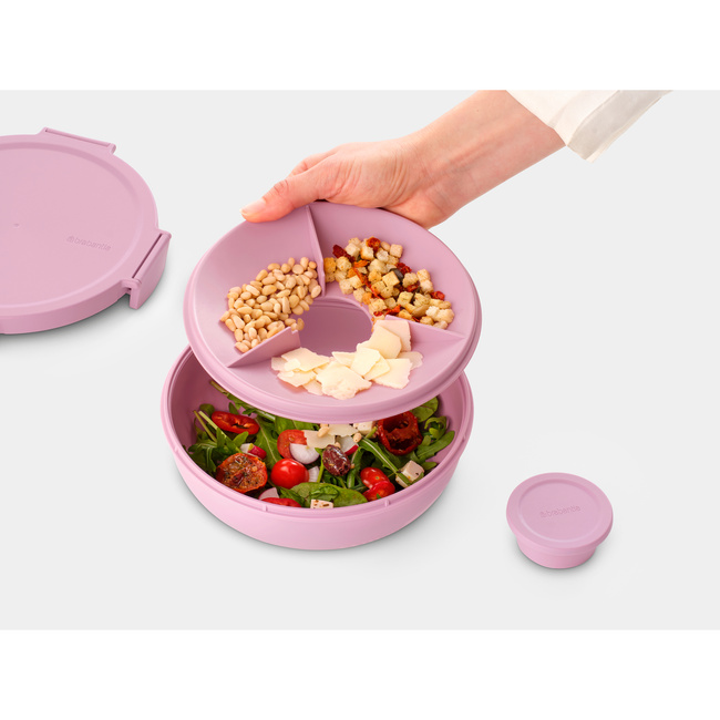 Miska na sałatkę Brabantia Make & Take 1,3 l z pojemnikiem na dressing, Lilac Pink