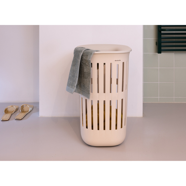 Kosz na pranie Brabantia Collect-It 55 l z pokrywą Quick-Drop, Soft Beige