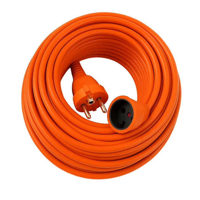 Extralink Powerlink | Przedłużacz zasilający sieciowy | 50m, Pomarańczowy, Bez uziemienia, 2 x 1,5mm2