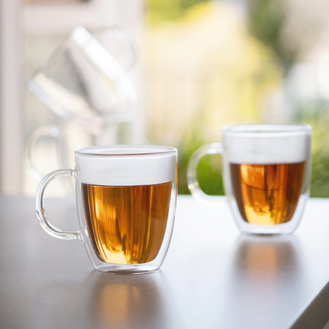 Kubki z podwójną ścianką Bistro 450 ml 2 szt transparent