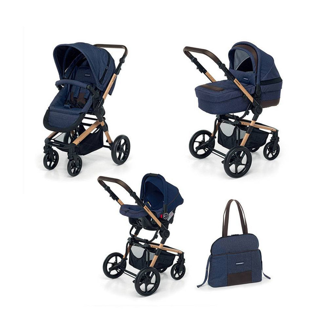 Wózek 3w1 Foppapedretti Iwood Jeans Granatowy