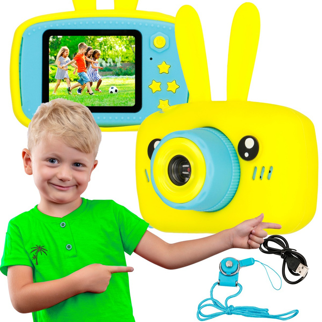 Extralink Kids Camera H23 Żółty - Aparat Cyfrowy - 1080p 30fps, Wyświetlacz 2.0"