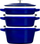 Zestaw garnków żeliwnych Staub 24 cm, 3 naczynia z pokrywką, niebieski